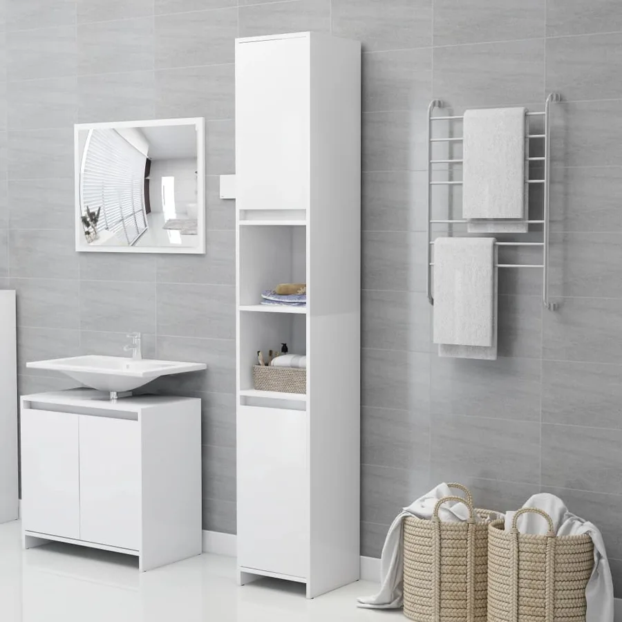Ensemble de meubles de bain 3 pcs Blanc Bois d'ingénierie - 11