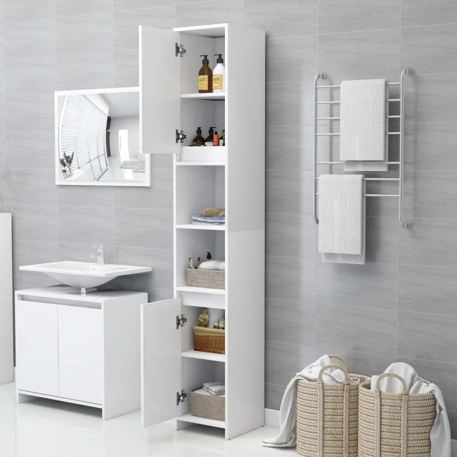 Ensemble de meubles de bain 3 pcs Blanc Bois d'ingénierie - 13
