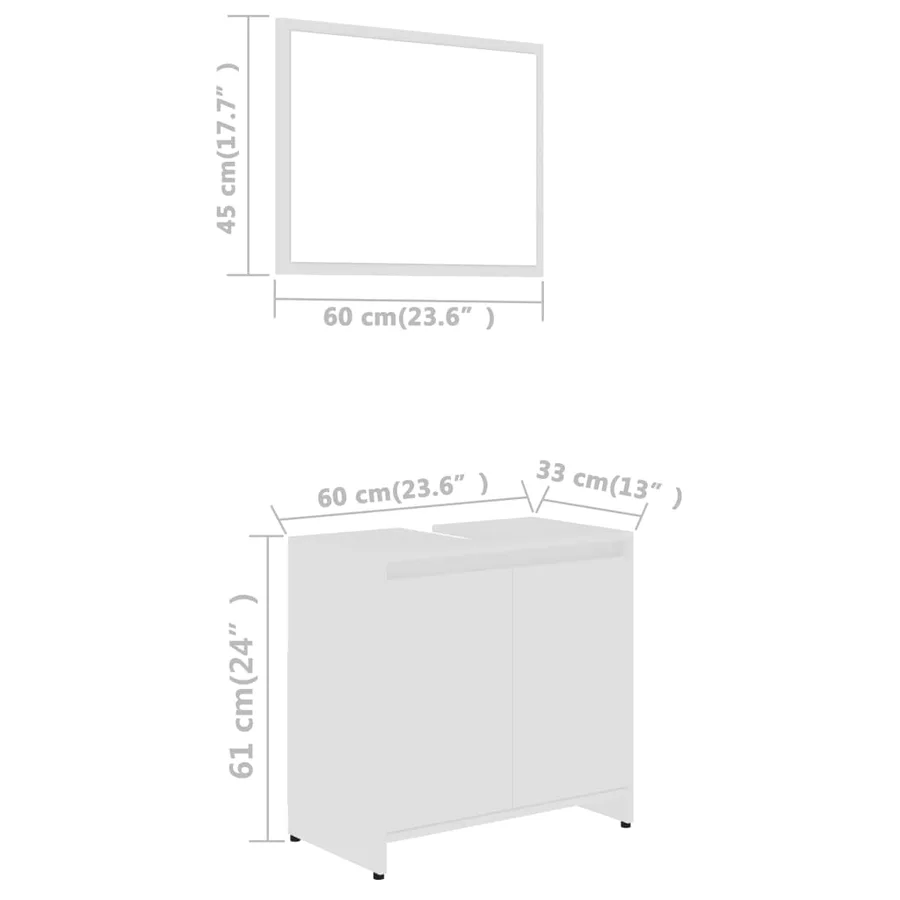 Ensemble de meubles de bain 3 pcs Blanc Bois d'ingénierie - 18