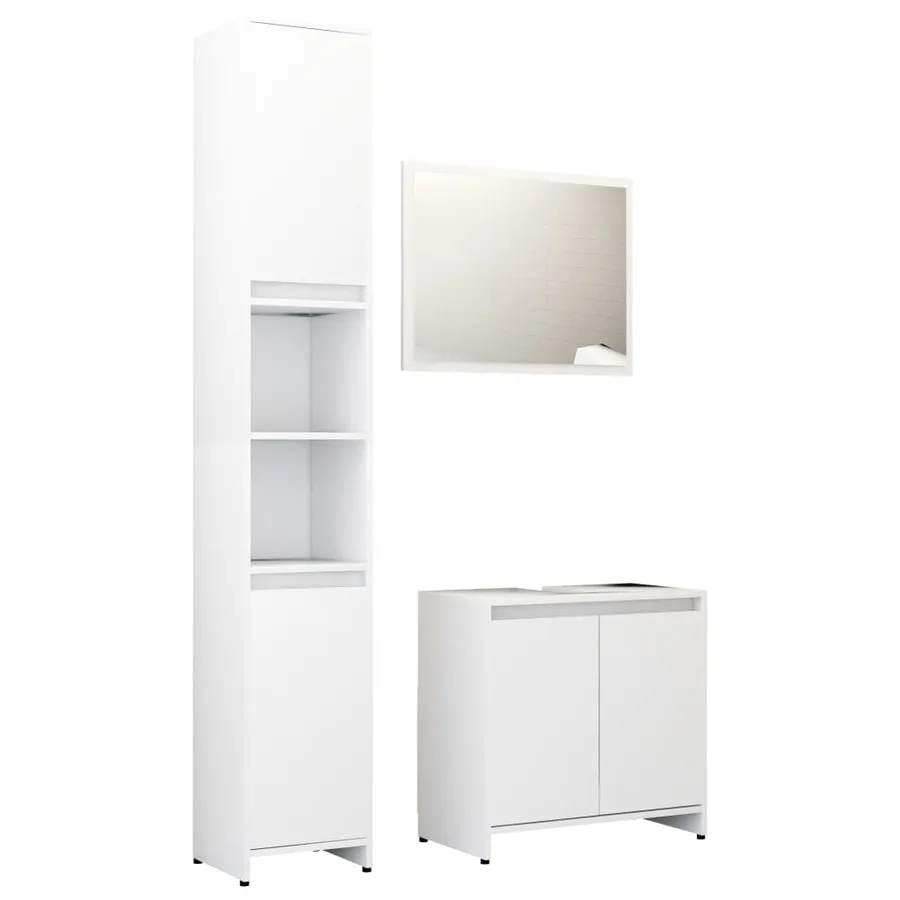 Ensemble de meubles de bain 3 pcs Blanc Bois d'ingénierie - 2