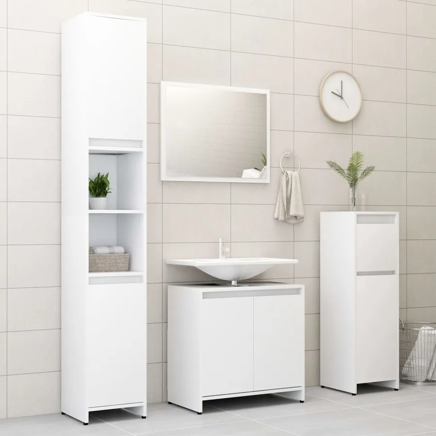 Ensemble de meubles de bain 3 pcs Blanc Bois d'ingénierie - 3