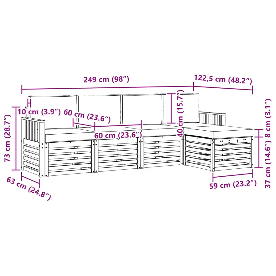 Ensemble de canapés d'extérieur 5 pcs Blanc et crème - 6