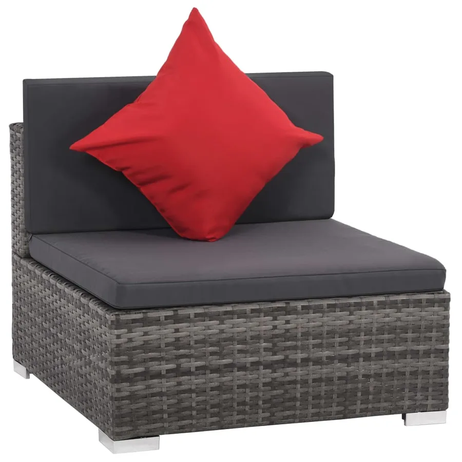 Salon de jardin 8 pcs avec coussins Résine tressée Gris - 2