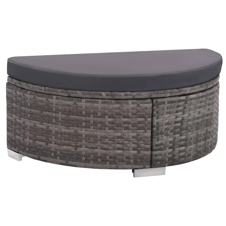 Salon de jardin 8 pcs avec coussins Résine tressée Gris - 4