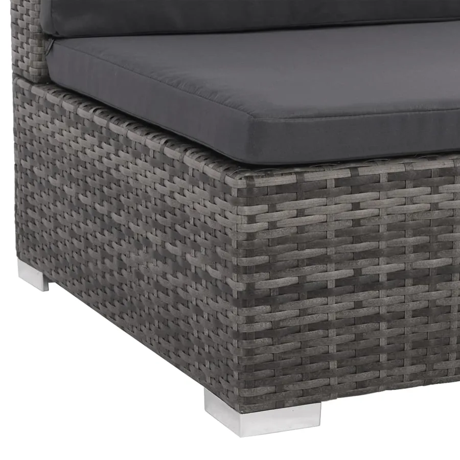 Salon de jardin 8 pcs avec coussins Résine tressée Gris - 6