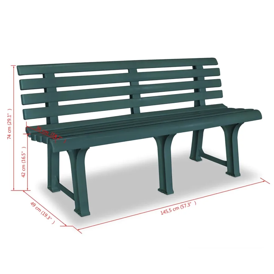 Banc de jardin 145,5 cm Plastique Vert - 6