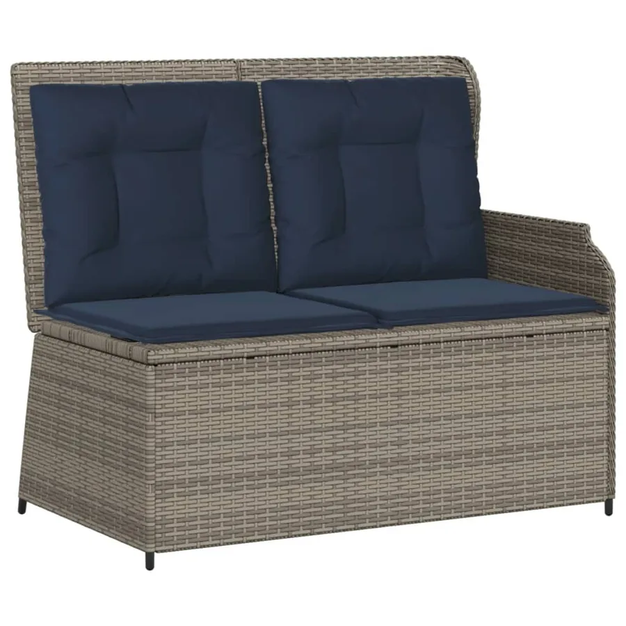 Banc inclinable de jardin avec coussins gris résine tressée - 2