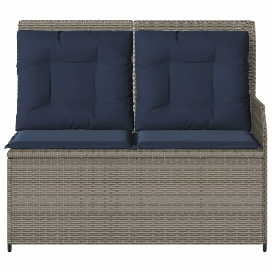 Banc inclinable de jardin avec coussins gris résine tressée - 4