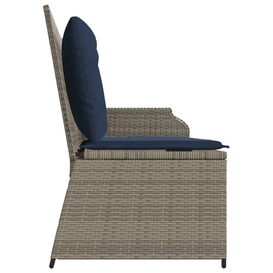Banc inclinable de jardin avec coussins gris résine tressée - 5