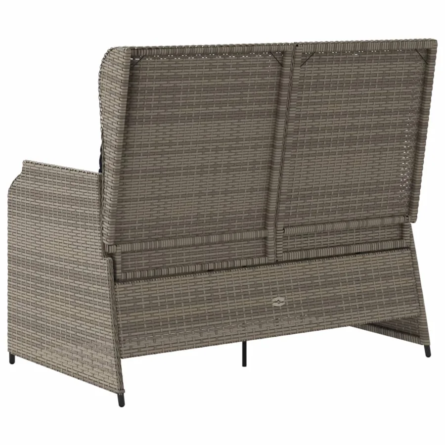 Banc inclinable de jardin avec coussins gris résine tressée - 6