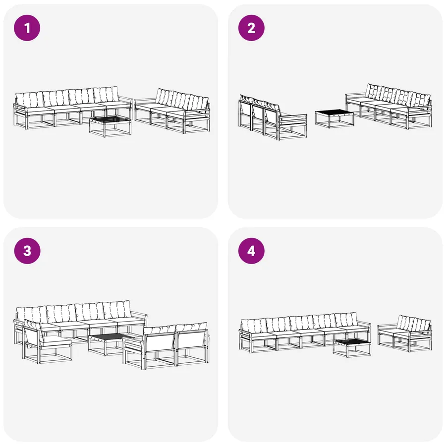 Ensemble de canapés d'extérieur 8 pcs Blanc et Beige - 7