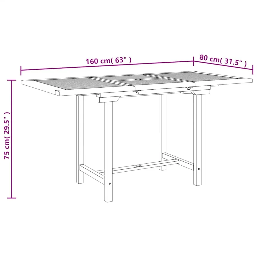 Table extensible de jardin 110-160x80x75 cm bois de teck solide - 8