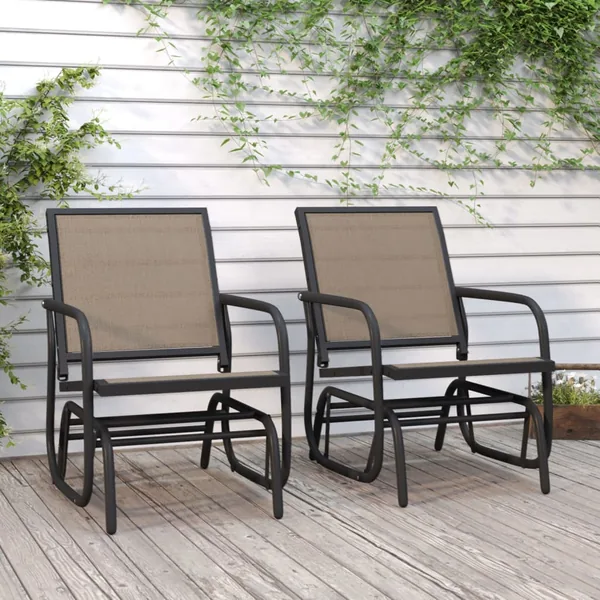Chaises oscillantes de jardin lot de 2 marron 61x76x87 cm