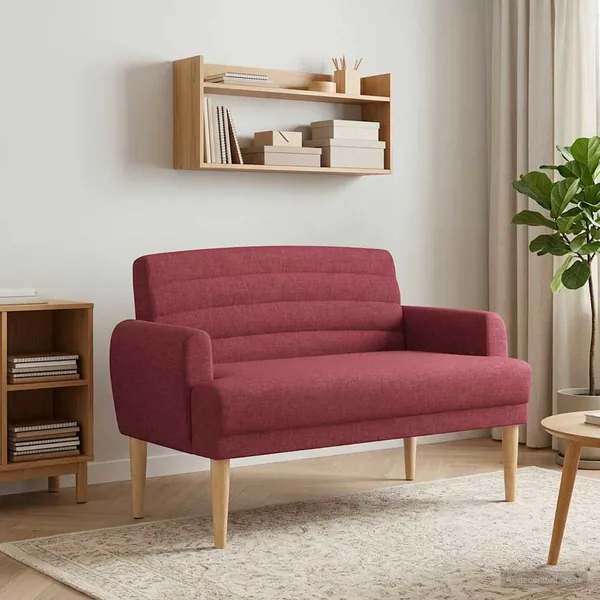 Canapé love seat avec capitonnage en boutons Bordeaux Tissu