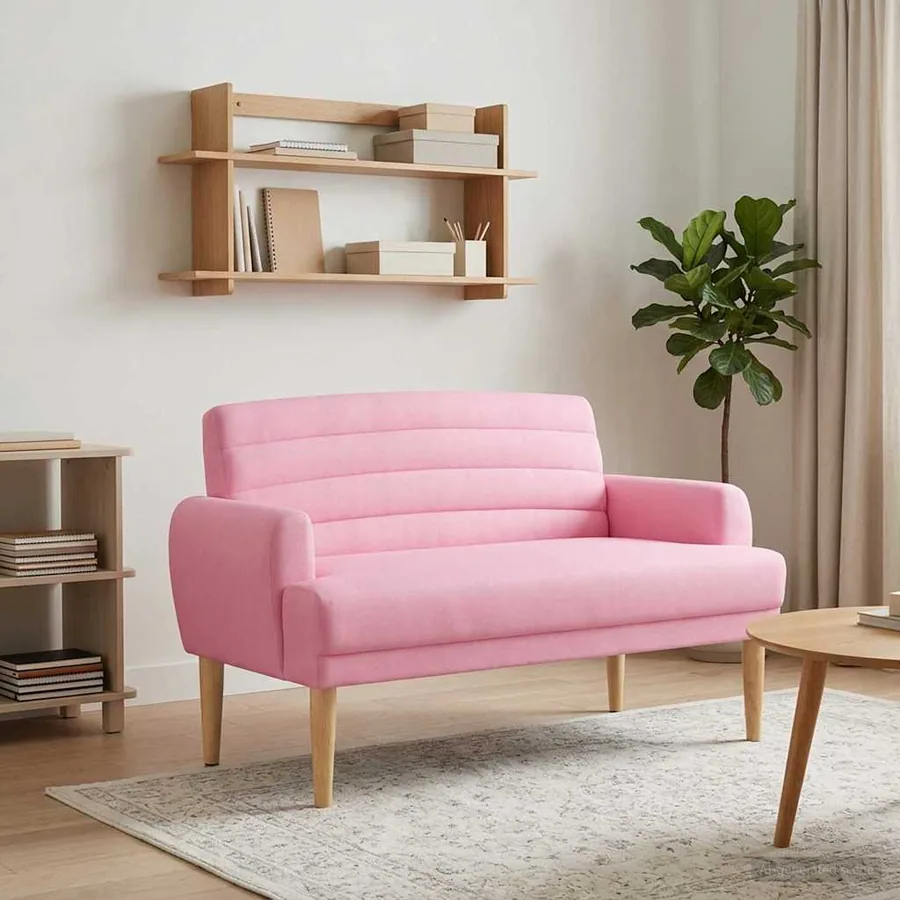 Canapé love seat avec capitonnage en boutons Rose Tissu