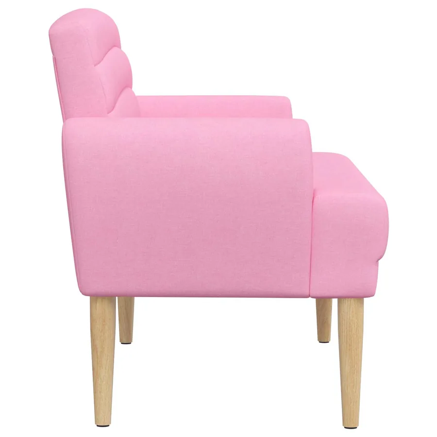 Canapé love seat avec capitonnage en boutons Rose Tissu - 4