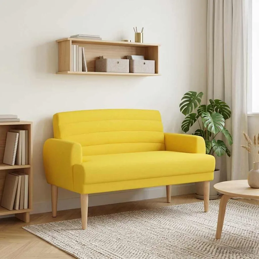Canapé love seat avec capitonnage en boutons Jaune clair Tissu
