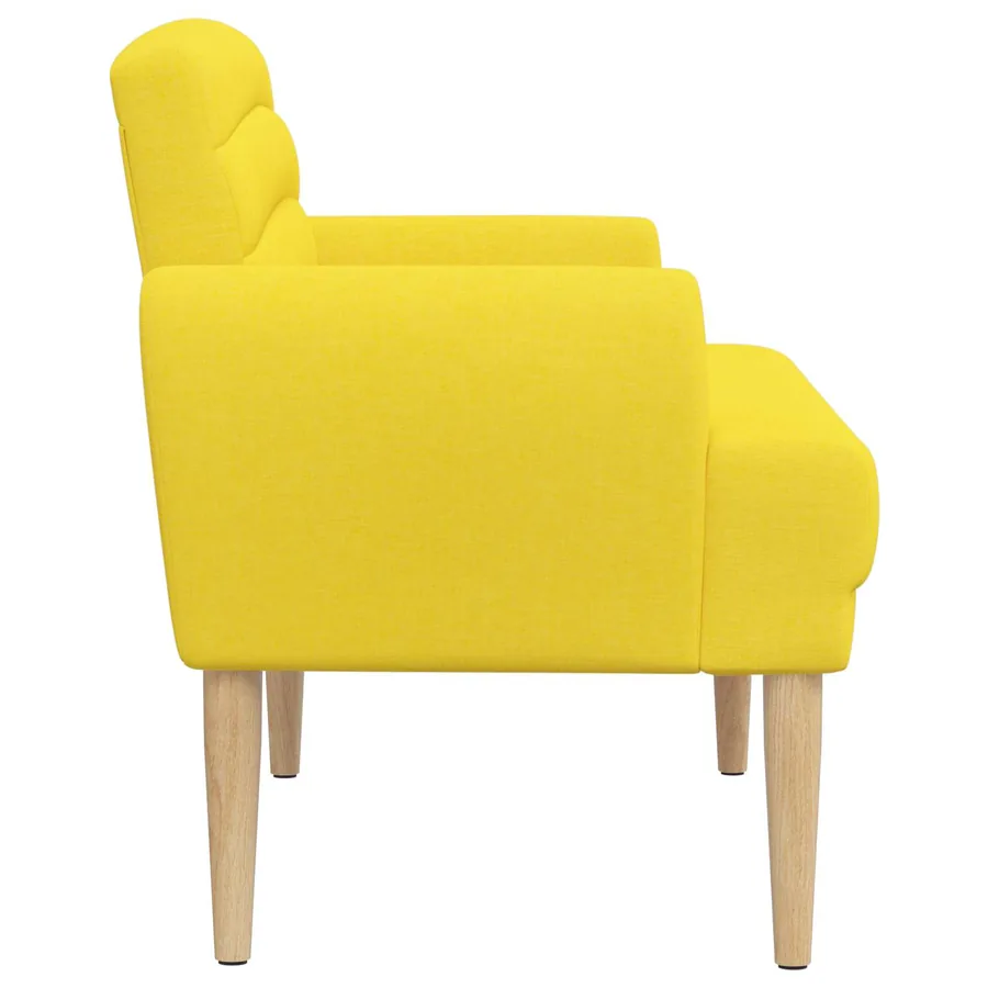 Canapé love seat avec capitonnage en boutons Jaune clair Tissu - 4