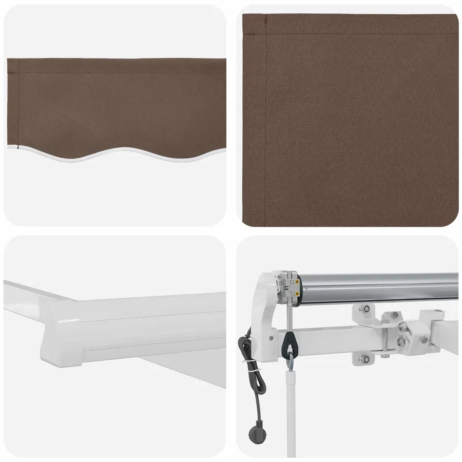 Auvent rétractable Taupe 350 x 250 cm Tissu et Aluminium - 4