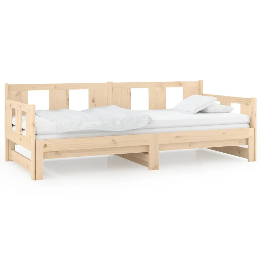 Lit coulissant sans matelas bois de pin massif 2x(90x200) cm - 2