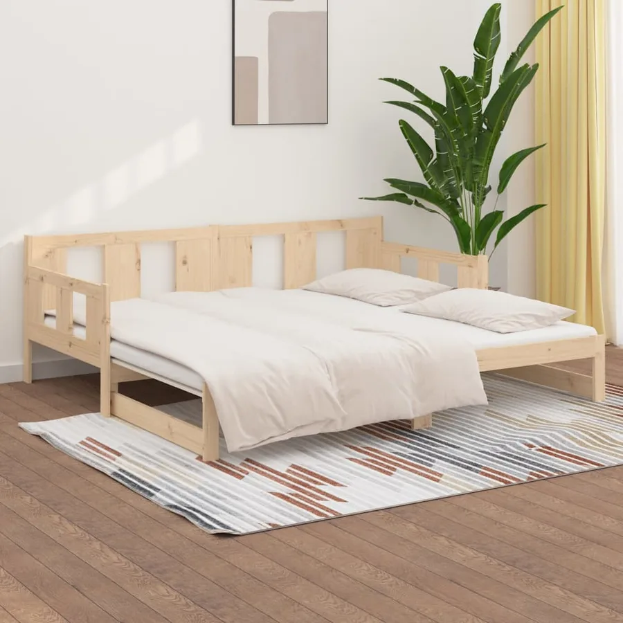 Lit coulissant sans matelas bois de pin massif 2x(90x200) cm - 4