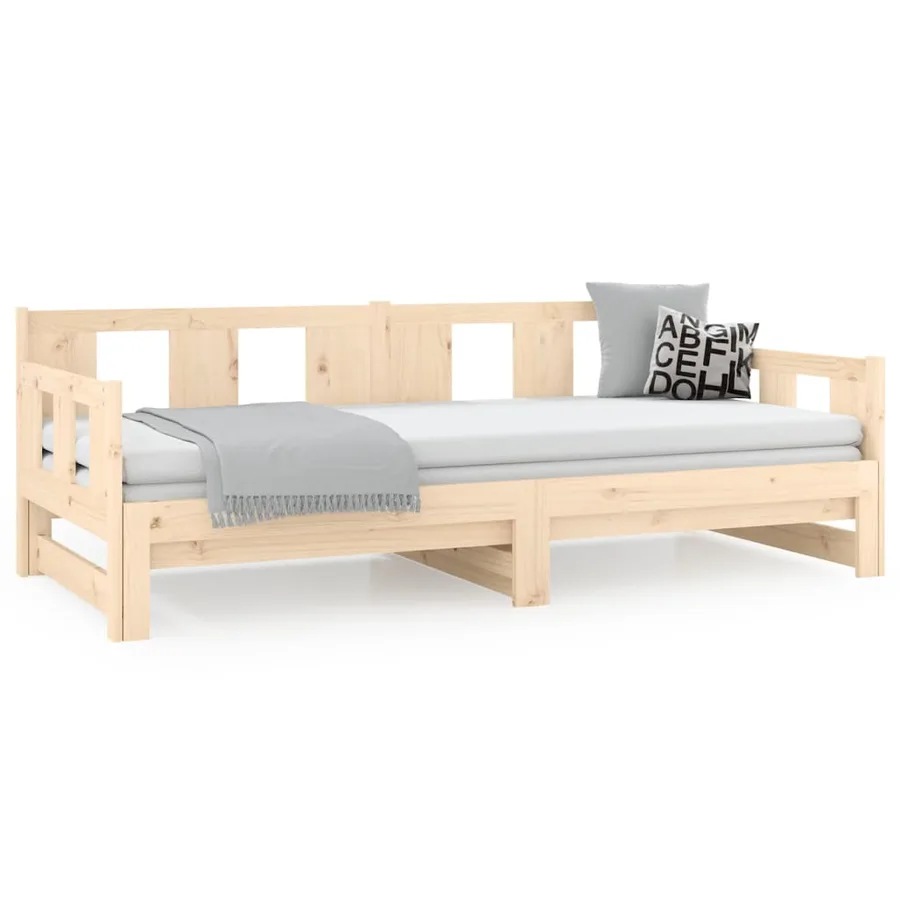 Lit coulissant sans matelas bois de pin massif 2x(90x200) cm - 5