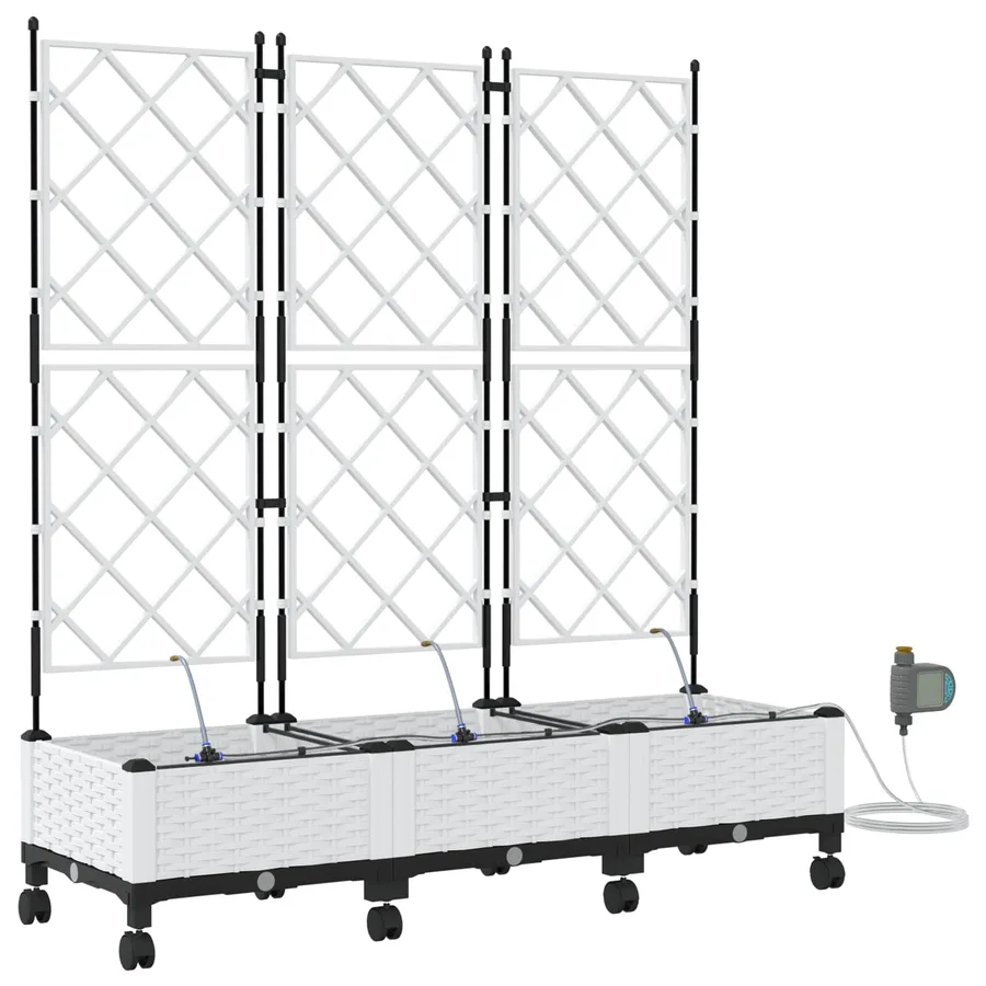 Porte-plante de jardin avec irrigation et roues 3 pc Blanc PP - 2