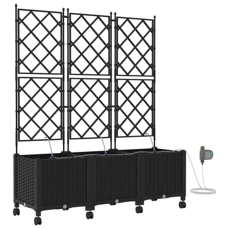 Porte-plante de jardin avec irrigation et roues 3 pc Noir PP - 2