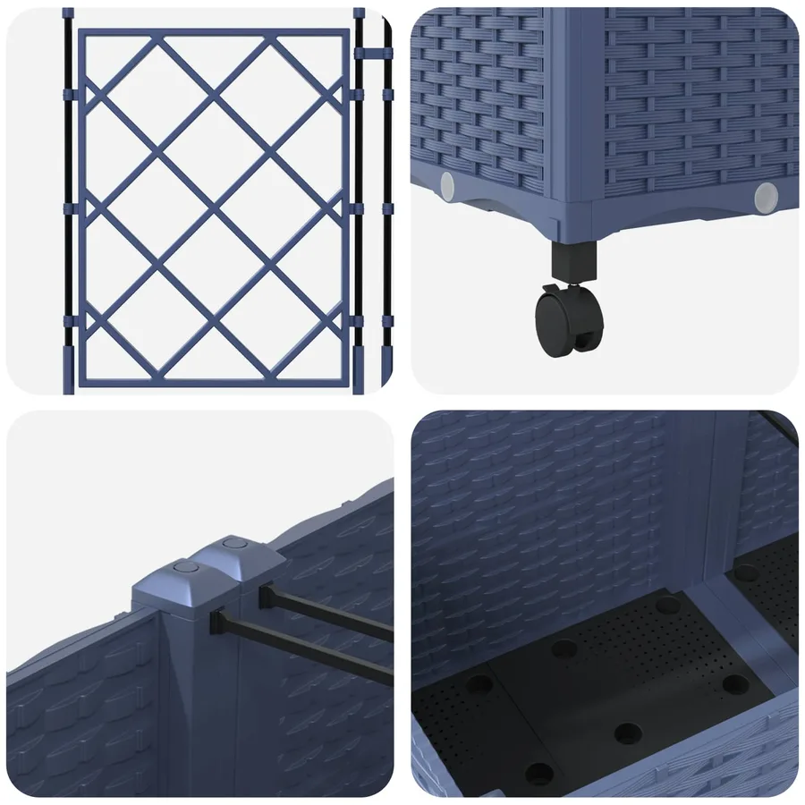 Bac de jardin avec treillis et roues 3 pc Gris PP - 5