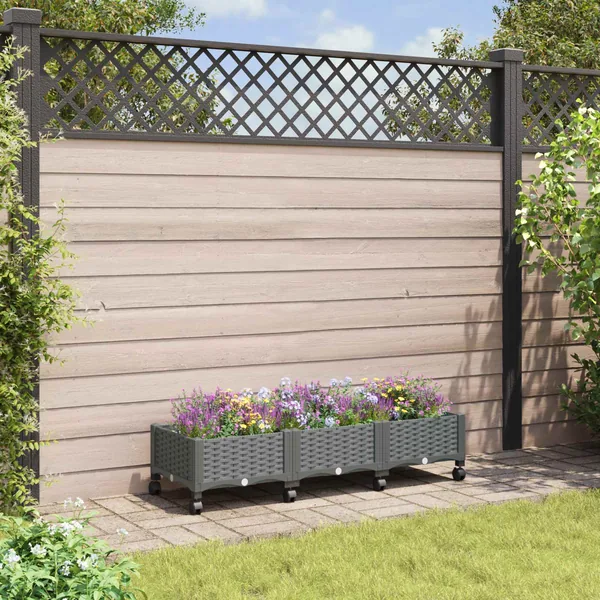 Jardinière avec Roues Gris clair 120 x 40 x 33 cm PP