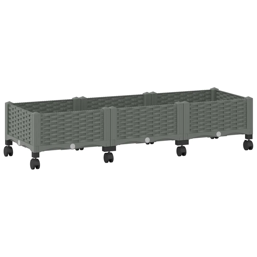 Jardinière avec Roues Gris clair 120 x 40 x 33 cm PP - 2