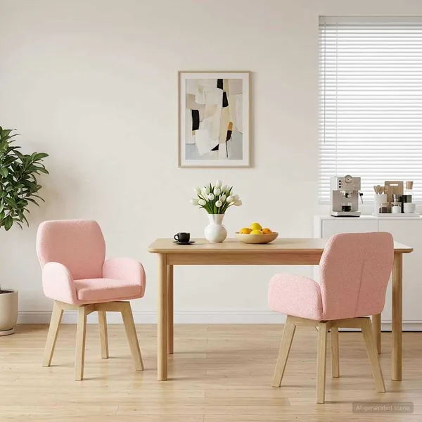 Chaises de salle à manger pivotantes 2 pcs Bouclé Rose