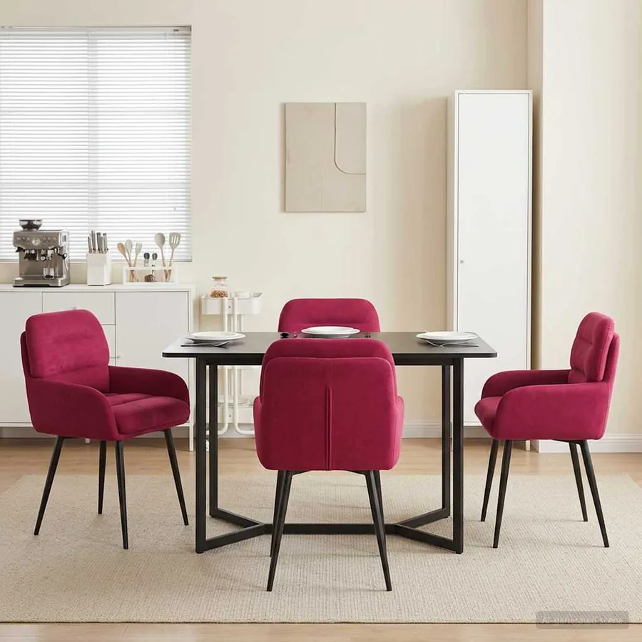 Chaises de salle à manger 4 pcs Velours Bordeaux