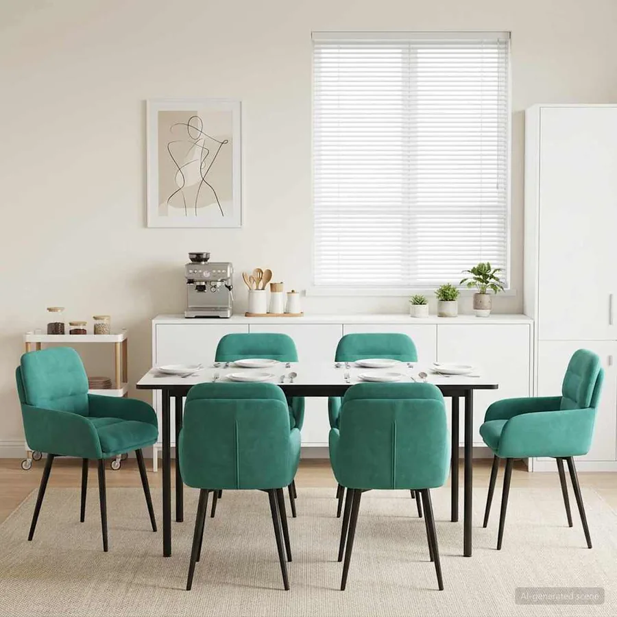 Chaises de salle à manger 6 pcs Velours Turquoise