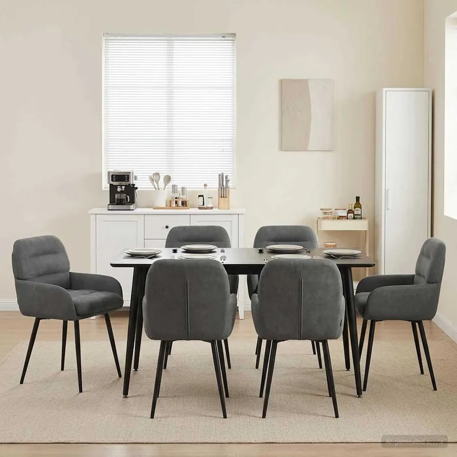 Chaises de salle à manger 6 pcs Velours Gris foncé