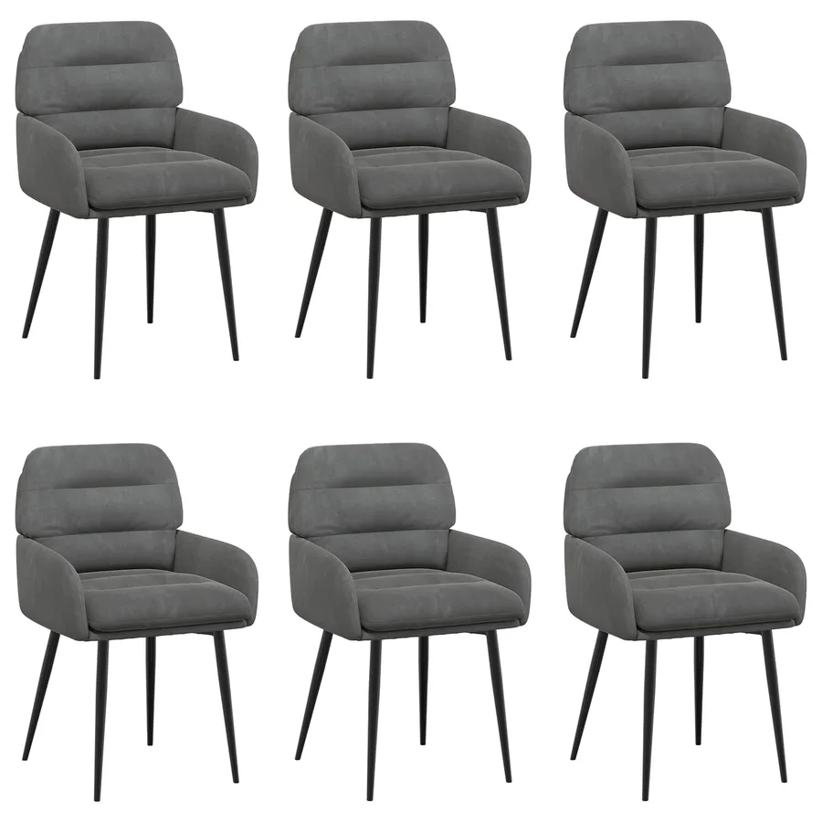 Chaises de salle à manger 6 pcs Velours Gris foncé - 2