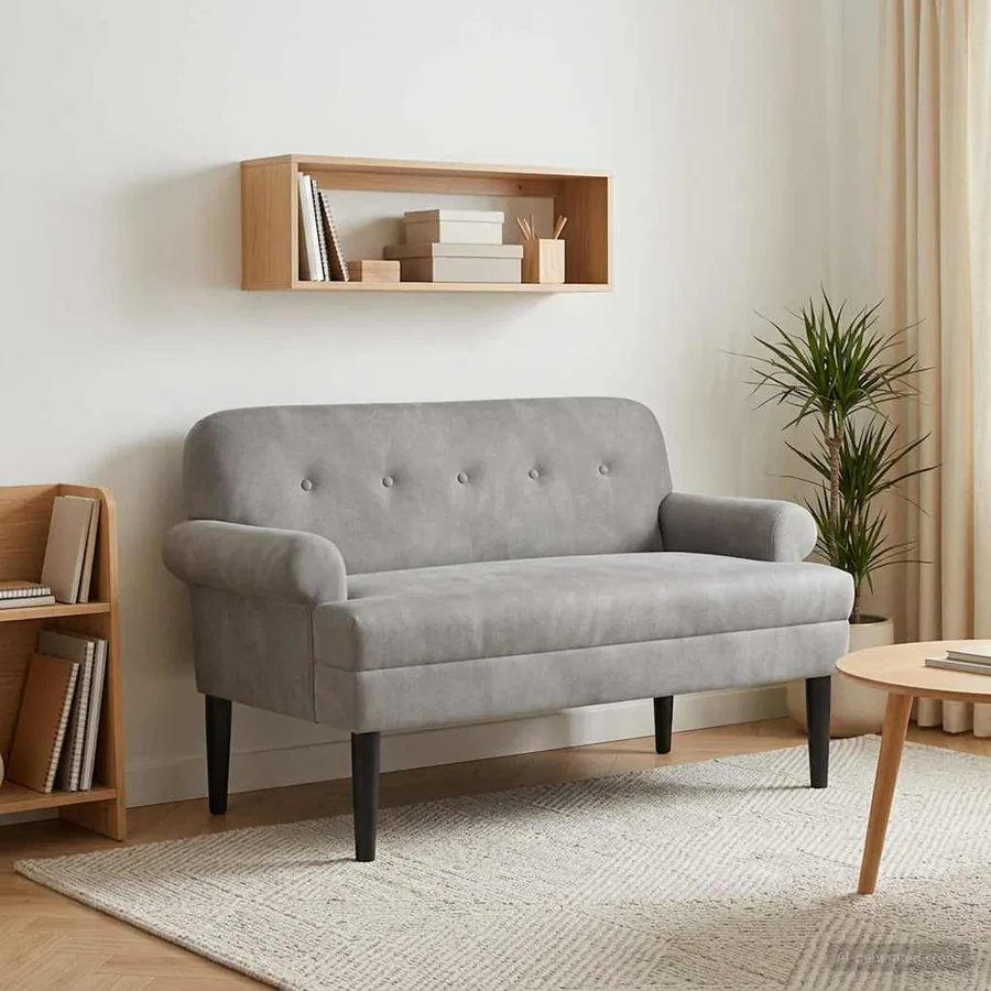 Canapé love seat avec capitonnage en boutons Gris clair Velours