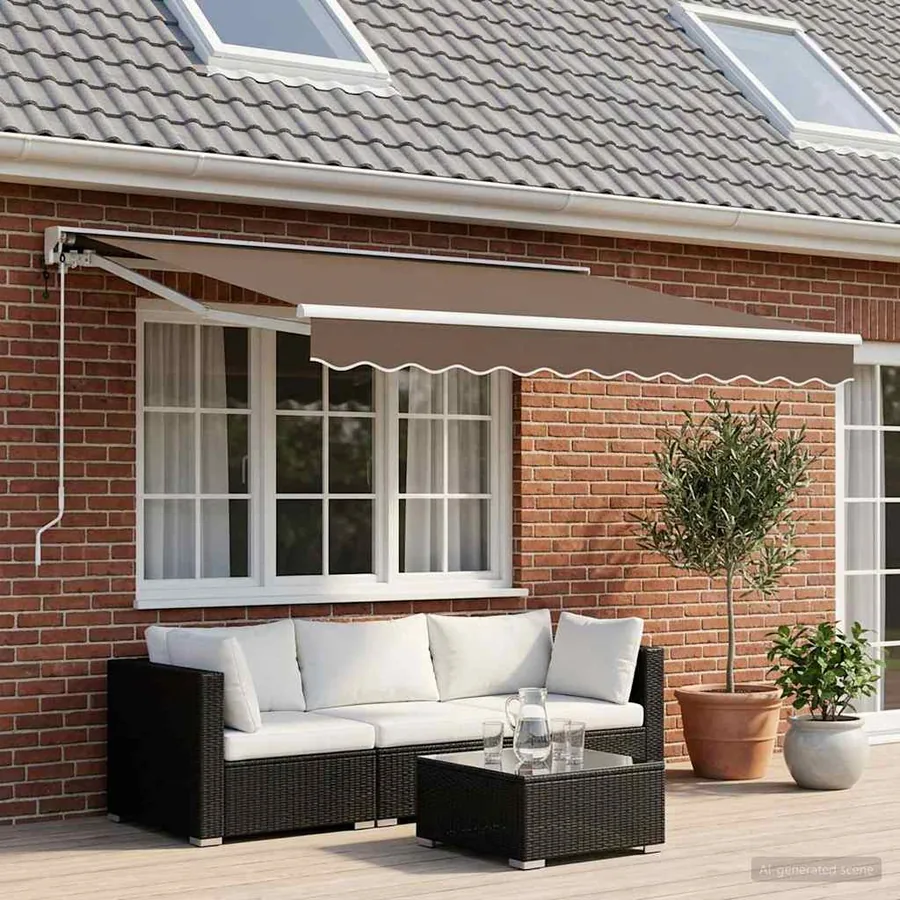 Auvent rétractable Taupe 2,5 x 2 m Polyester et Aluminium