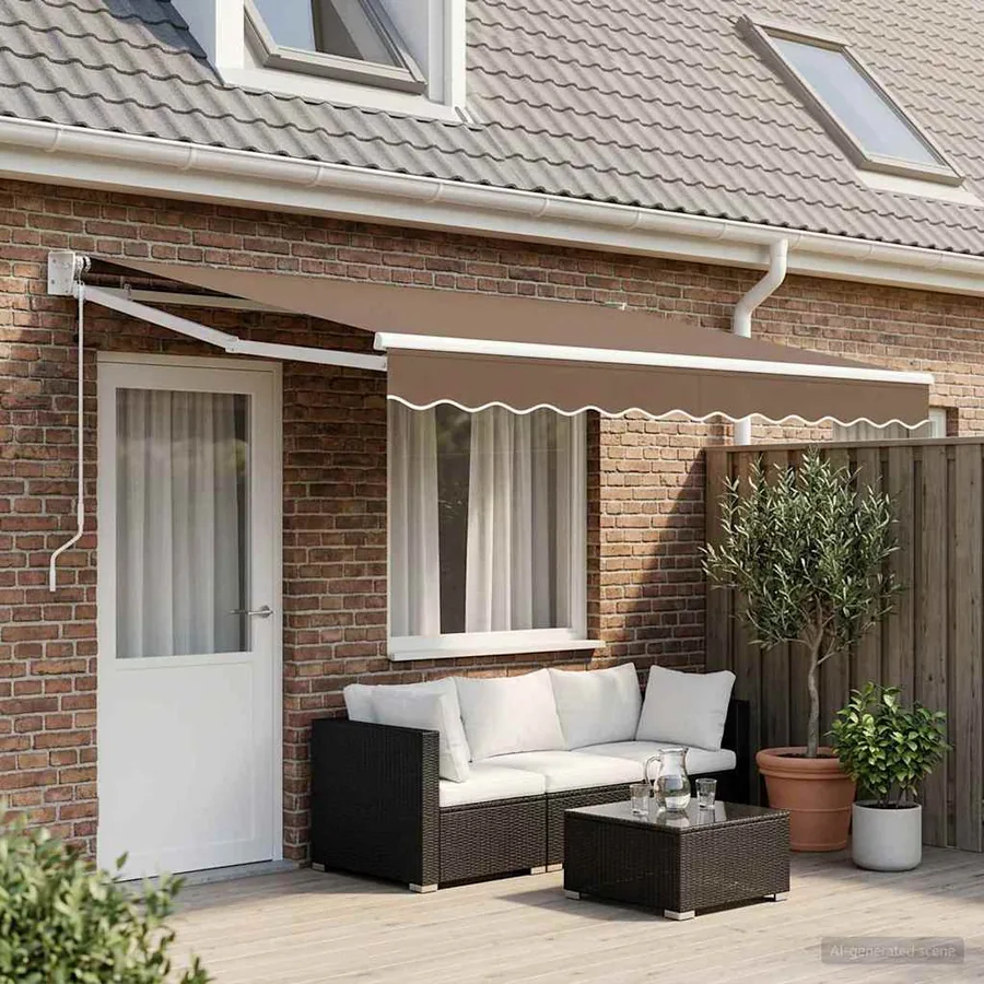 Auvent rétractable Taupe 4 × 3 m Polyester et métal
