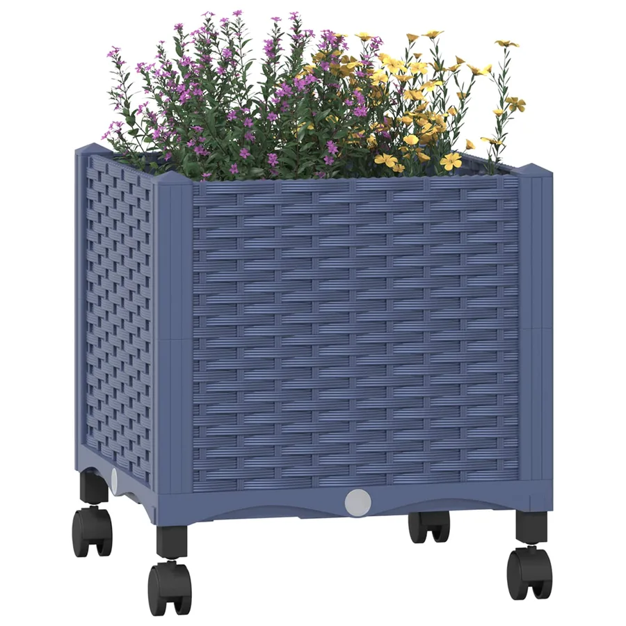 Jardinière avec Roues Gris Bleu 40 x 40 x 48 cm PP - 3