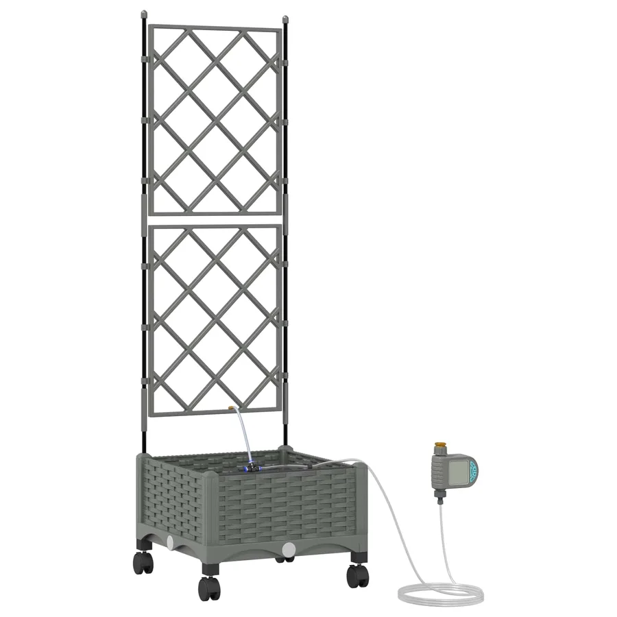 Porte-plante de jardin avec irrigation et roues Gris clair PP - 2