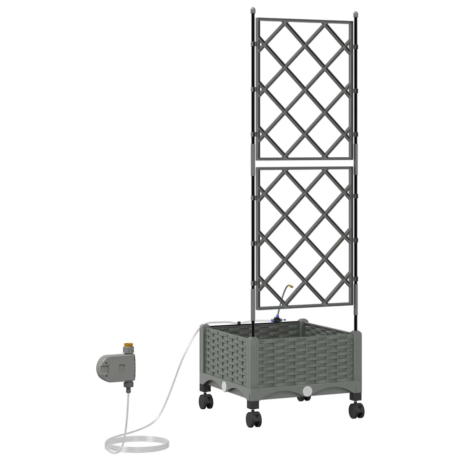 Porte-plante de jardin avec irrigation et roues Gris clair PP - 4