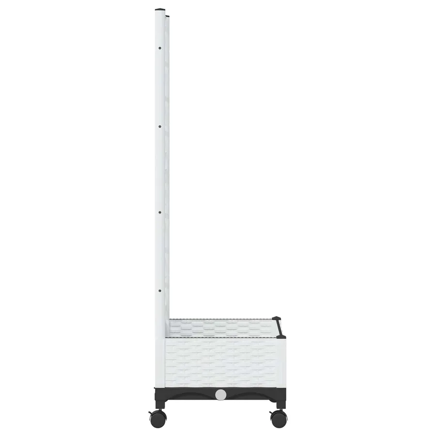 Bac de jardin avec treillis et roues Blanc 40 x 40 x 131,5 cm - 4