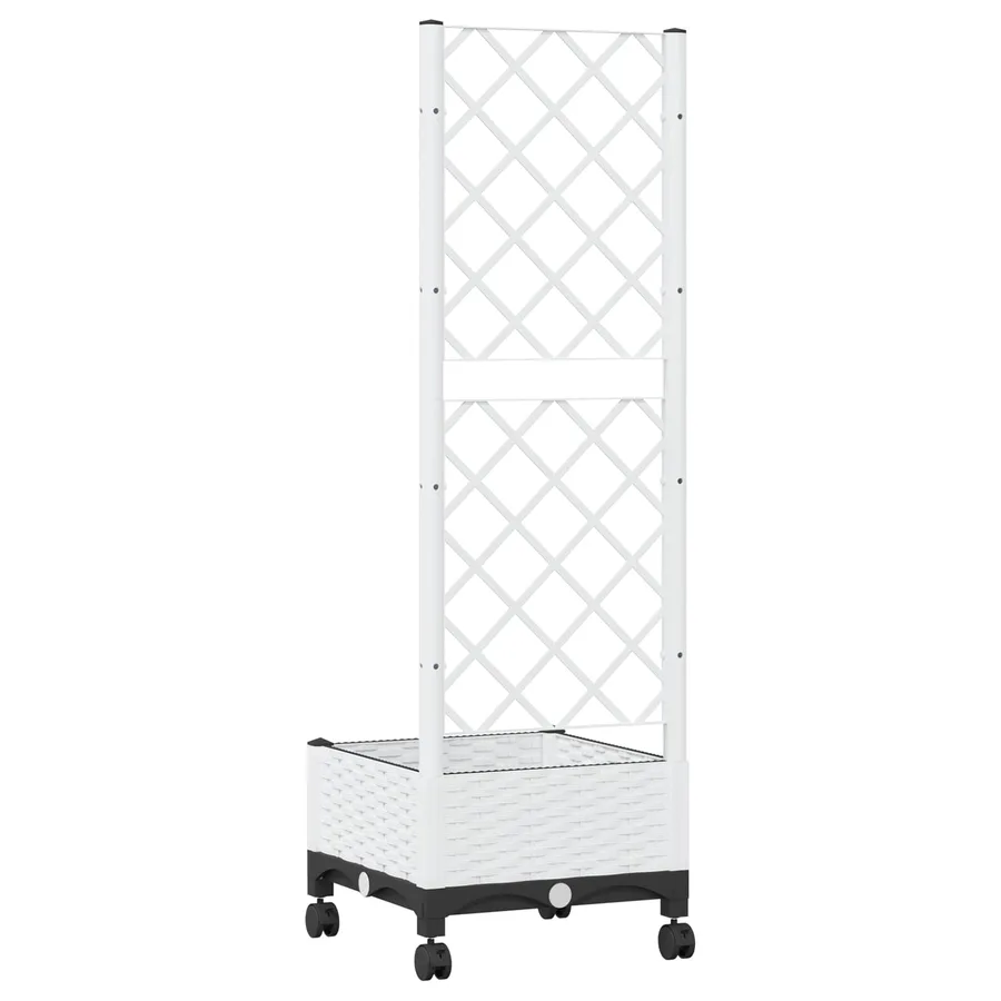 Bac de jardin avec treillis et roues Blanc 40 x 40 x 131,5 cm - 5