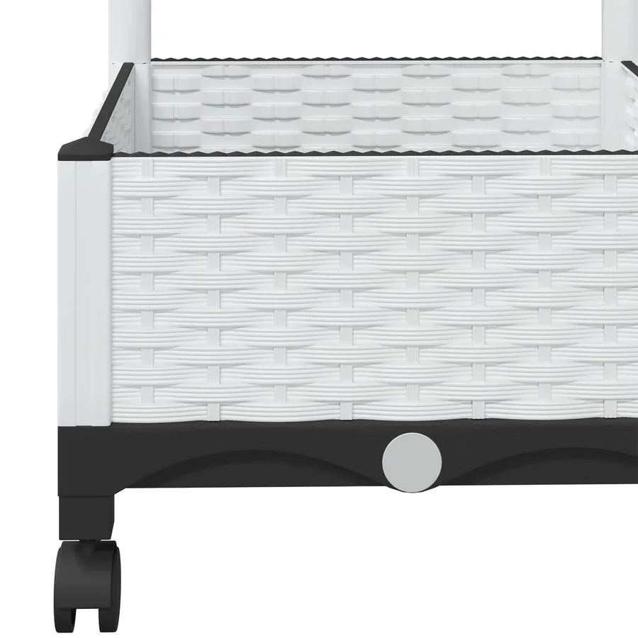 Bac de jardin avec treillis et roues Blanc 40 x 40 x 131,5 cm - 6