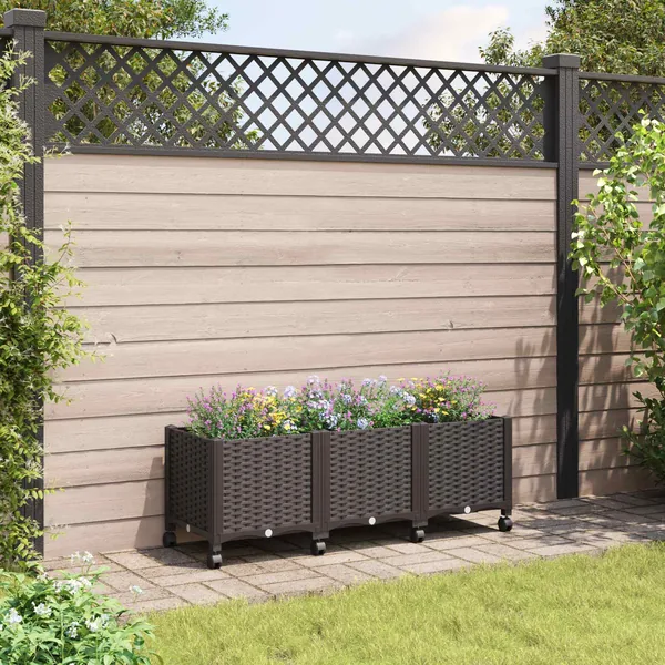 Jardinière avec Roues Marron 120 x 40 x 44 cm PP