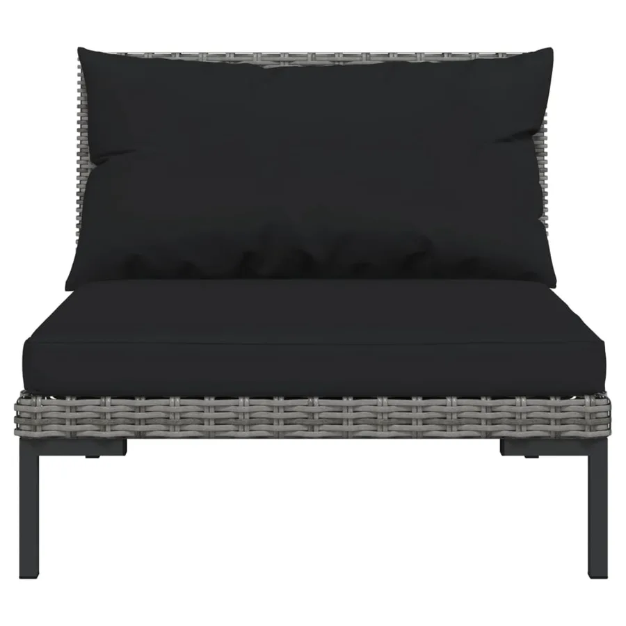 Salon de jardin 10 pcs avec coussins Résine tressée Gris foncé - 4