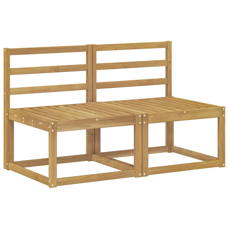 2 Pièce Sofa de milieu extérieur Bois d'Acacia Massif Blanc - 2