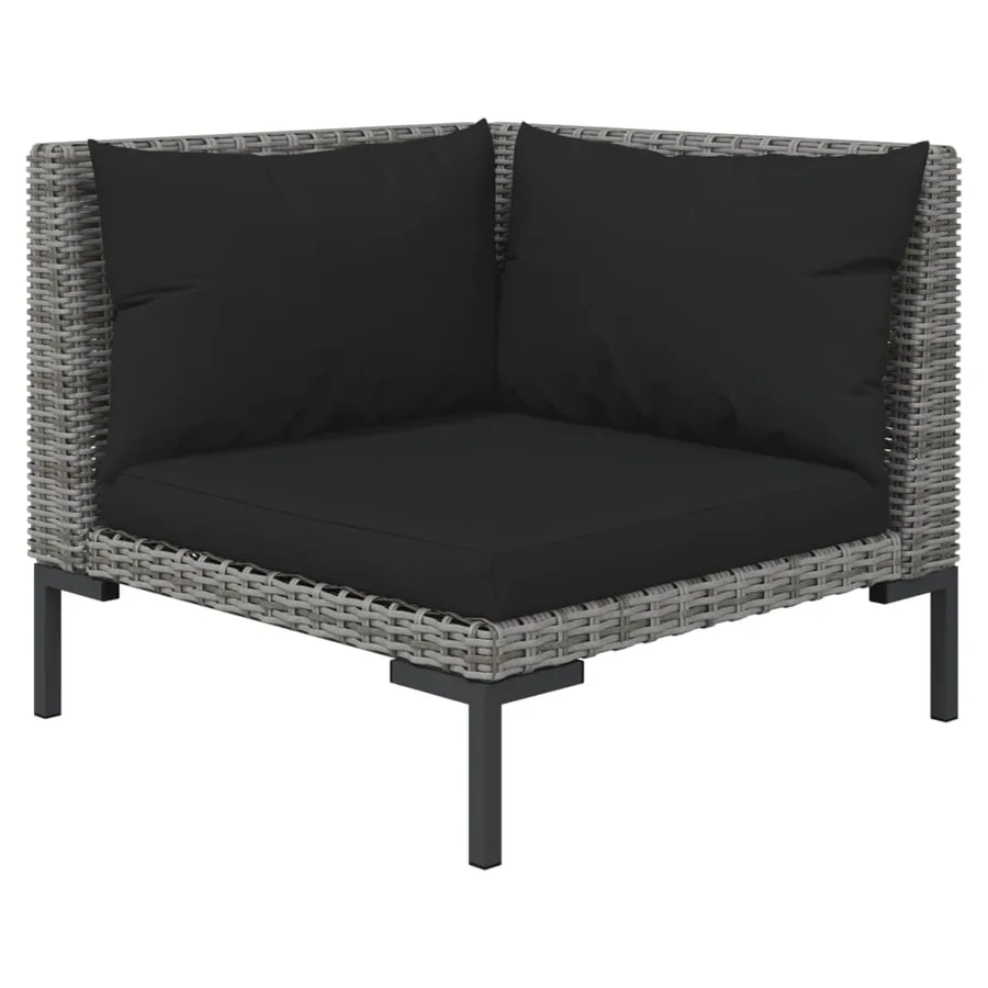Salon de jardin 8 pcs avec coussins Résine tressée Gris foncé - 8