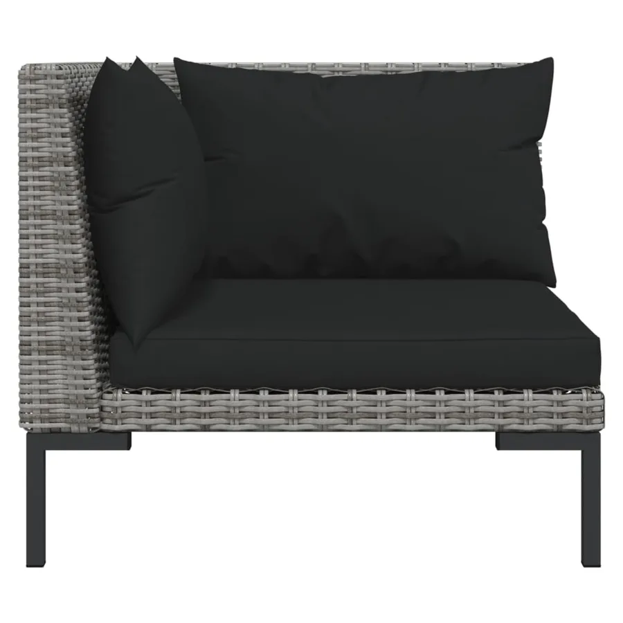 Salon de jardin 8 pcs avec coussins Résine tressée Gris foncé - 9